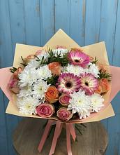 Букет цветов из:  Розы, Герберы и Хризантемы в Кулунде