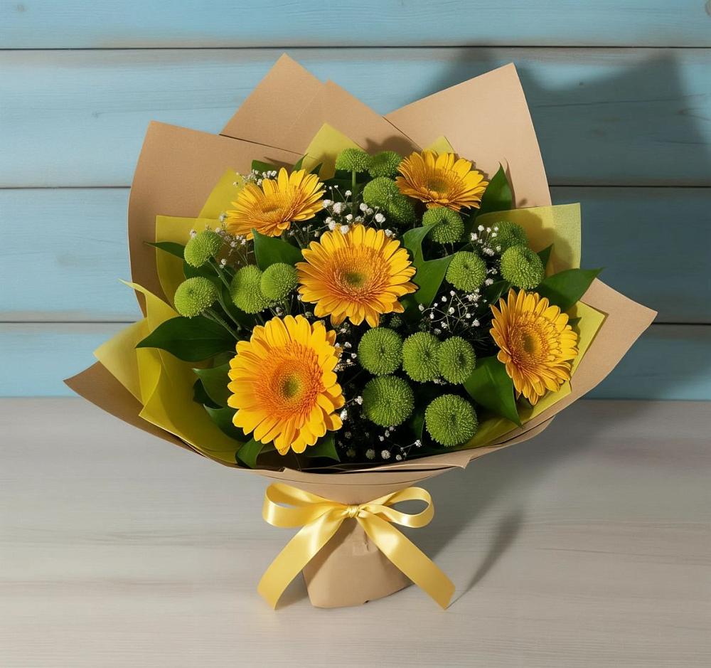Букет цветов из: Герберы и Хризантемы в Кулунде