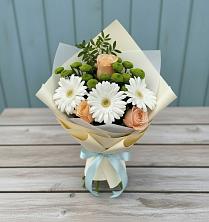 Букет цветов из:  Герберы, Розы и Хризантемы в Кулунде
